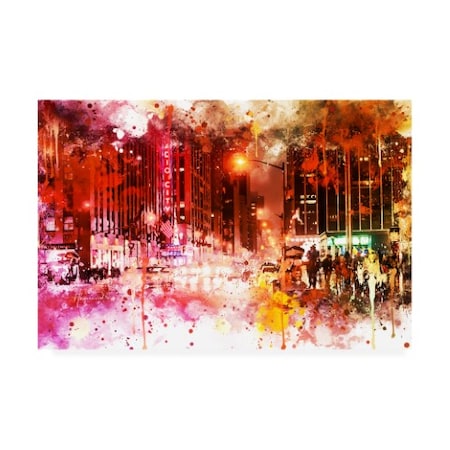 Philippe Hugonnard 'NYC Watercolor Collection - Red Night' Canvas Art,16x24